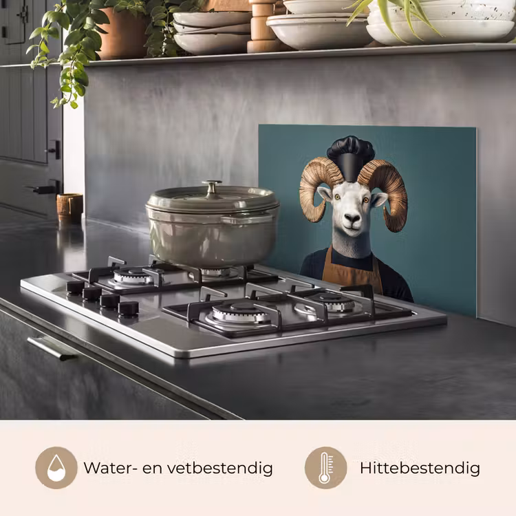 Spatscherm keuken - Geit - Hoorns - Kokskleding — 7
