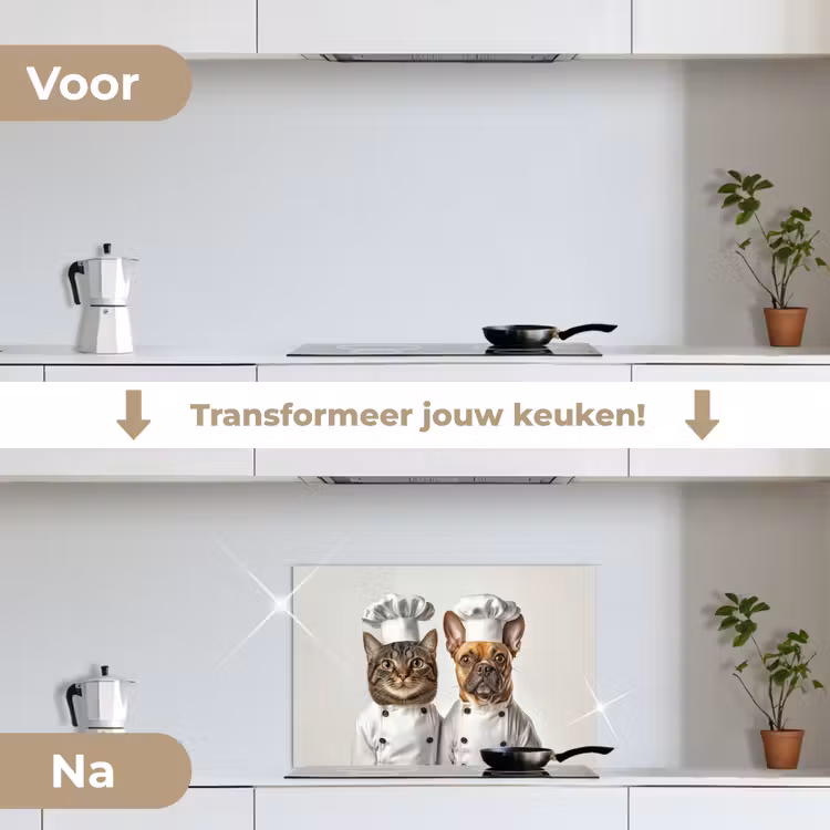 Spatscherm keuken - Kat - Hond - Kokskleding — 3
