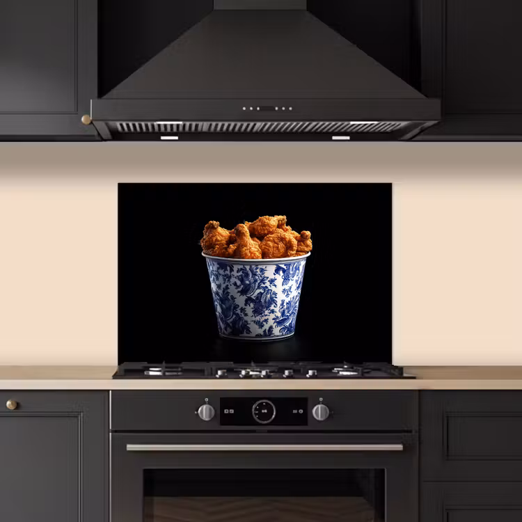 Spatscherm keuken - Kip - Bucket - Delfts blauw - Lekker — 2