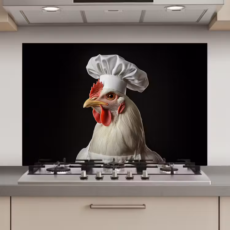 Spatscherm keuken - Kok - Rood - Kip — 1