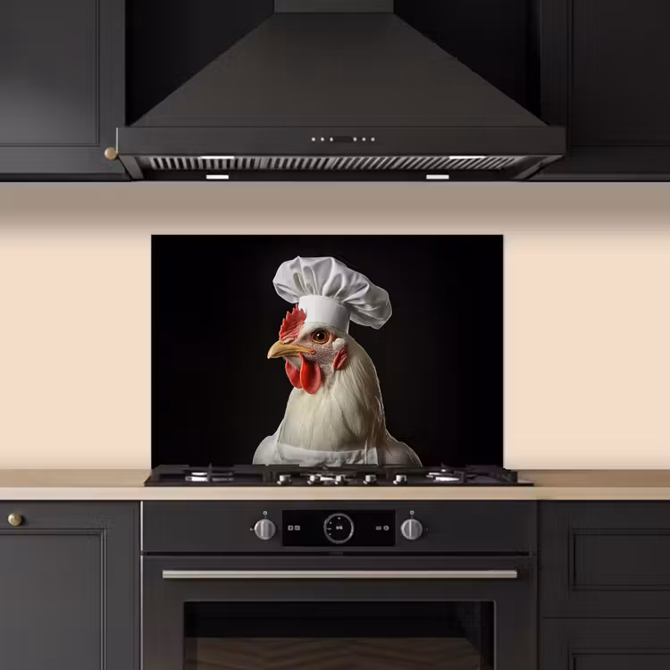 Spatscherm keuken - Kok - Rood - Kip — 2
