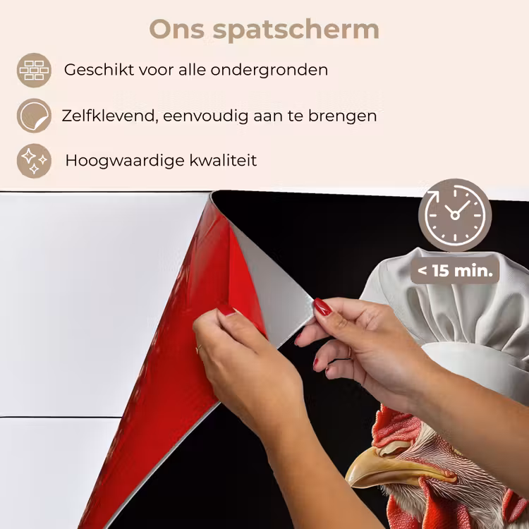 Spatscherm keuken - Kok - Rood - Kip — 4