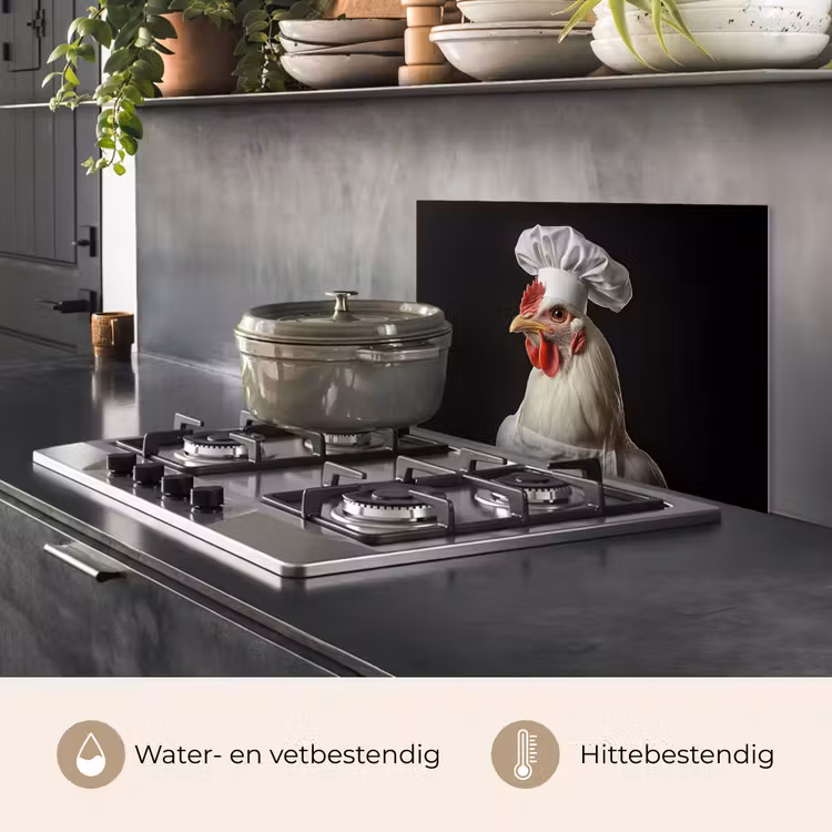 Spatscherm keuken - Kok - Rood - Kip — 7