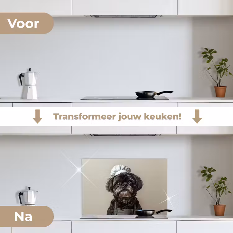 Spatscherm keuken - Kokskleding - Zwart - Hondje — 3