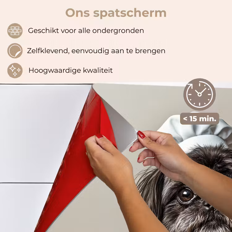 Spatscherm keuken - Kokskleding - Zwart - Hondje — 4