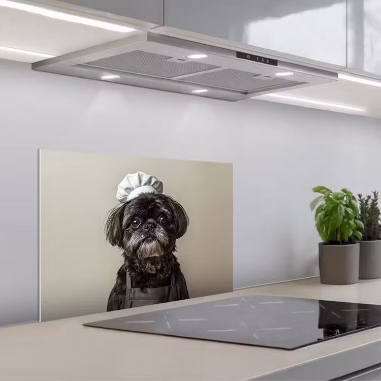 Spatscherm keuken - Kokskleding - Zwart - Hondje — 5