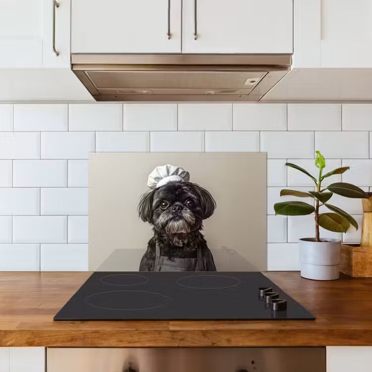 Spatscherm keuken - Kokskleding - Zwart - Hondje — 6