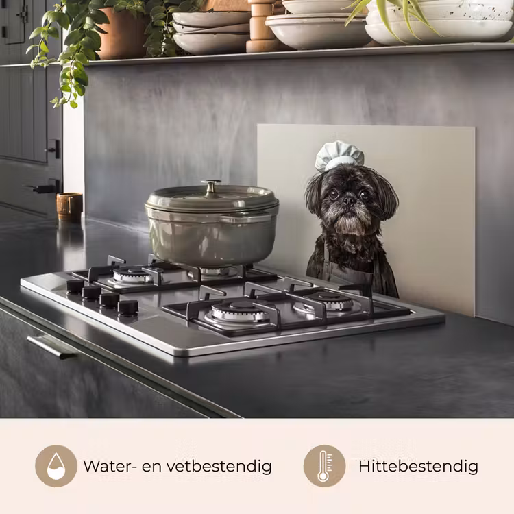 Spatscherm keuken - Kokskleding - Zwart - Hondje — 7
