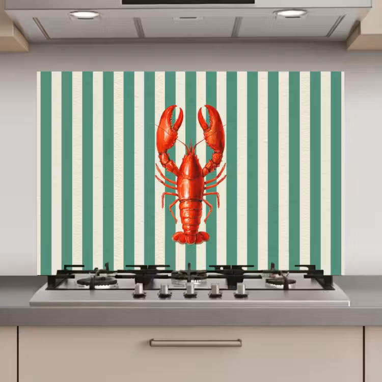 Spatscherm keuken - Kreeft - Strepen - Realistisch - Zomers — 1