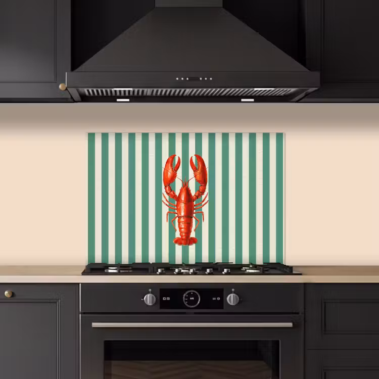 Spatscherm keuken - Kreeft - Strepen - Realistisch - Zomers — 2