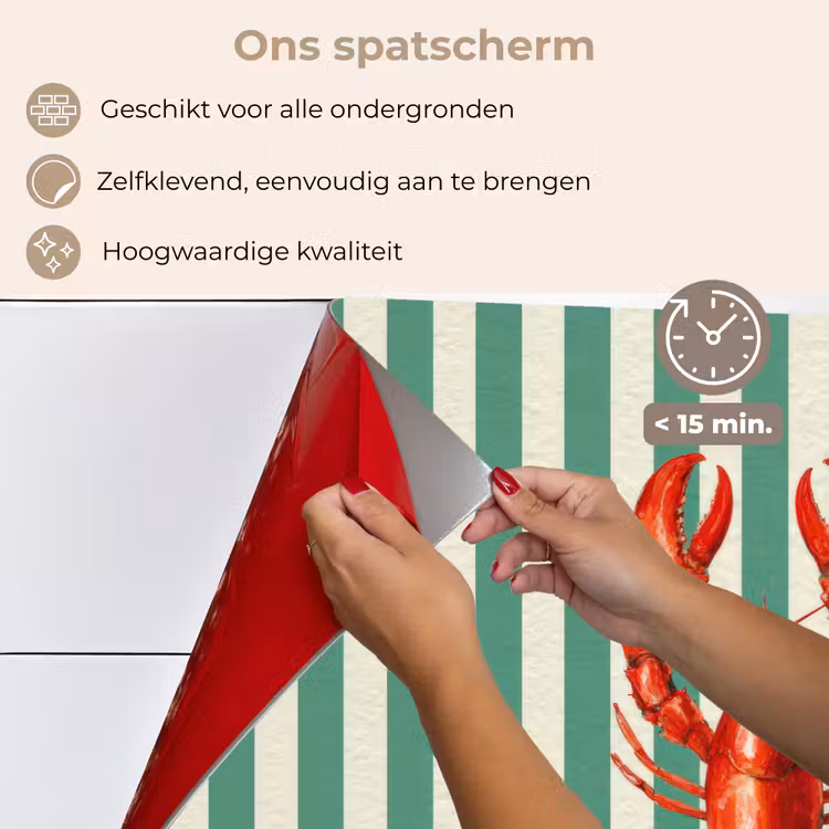 Spatscherm keuken - Kreeft - Strepen - Realistisch - Zomers — 4