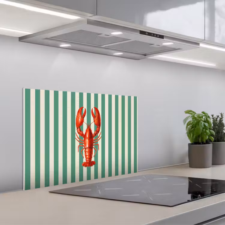 Spatscherm keuken - Kreeft - Strepen - Realistisch - Zomers — 5