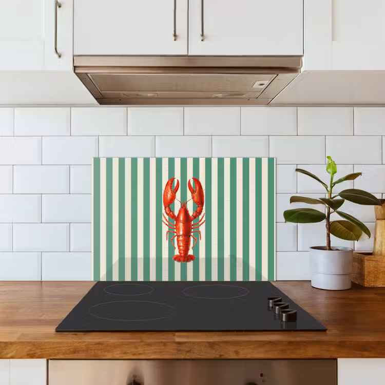 Spatscherm keuken - Kreeft - Strepen - Realistisch - Zomers — 6