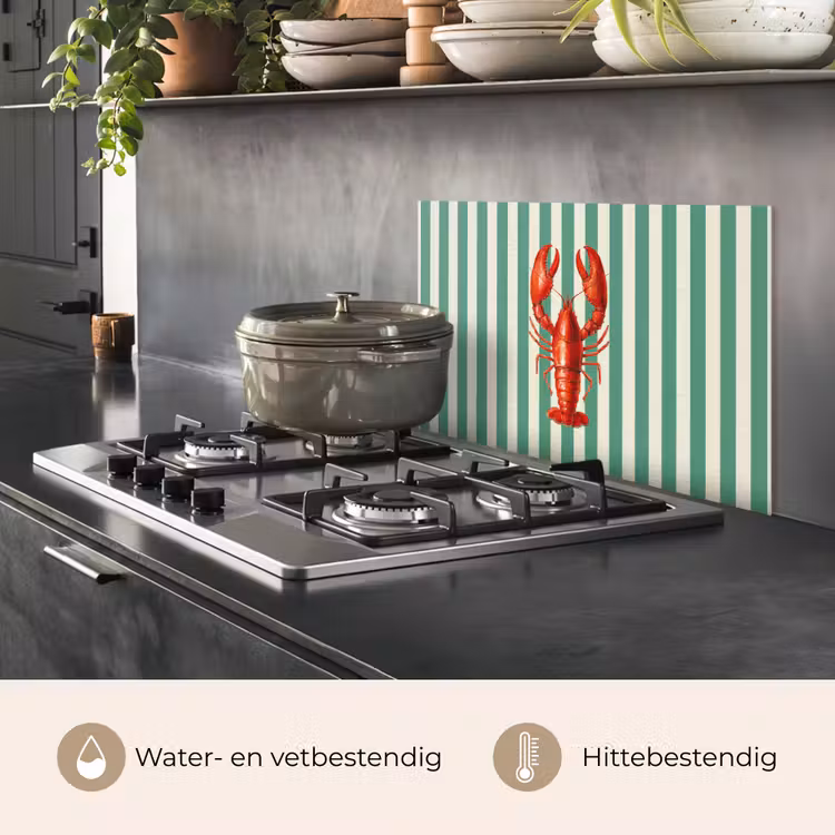 Spatscherm keuken - Kreeft - Strepen - Realistisch - Zomers — 7