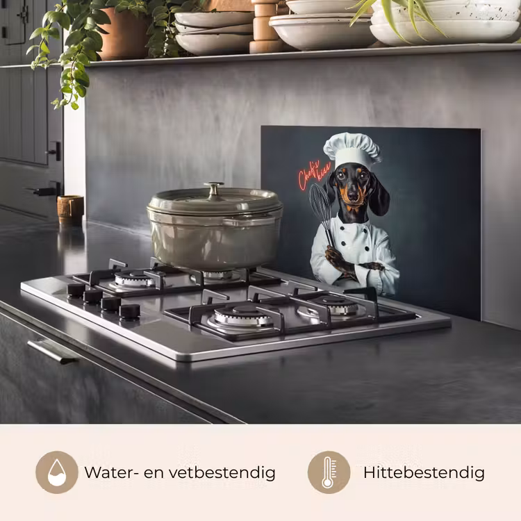 Spatscherm keuken - Quote - Neon - Hond - Kokskleding — 7
