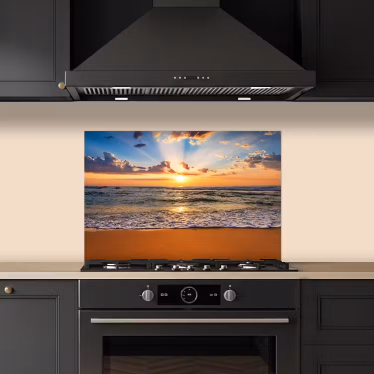 Spatscherm keuken - Strand - Zonsondergang - Zee - Wolken - Horizon — 2