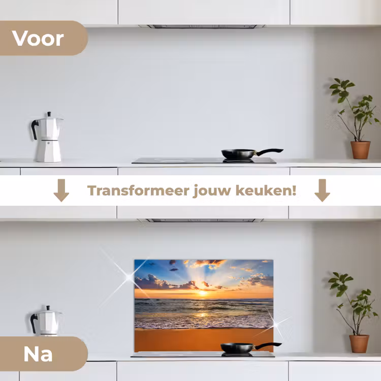 Spatscherm keuken - Strand - Zonsondergang - Zee - Wolken - Horizon — 3
