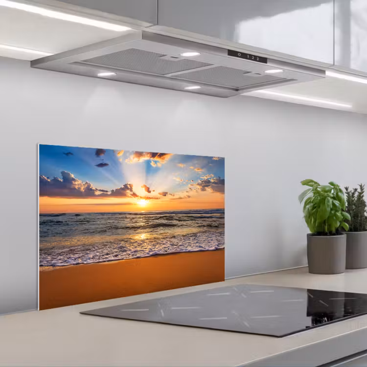 Spatscherm keuken - Strand - Zonsondergang - Zee - Wolken - Horizon — 5