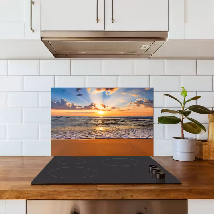 Spatscherm keuken - Strand - Zonsondergang - Zee - Wolken - Horizon — 6