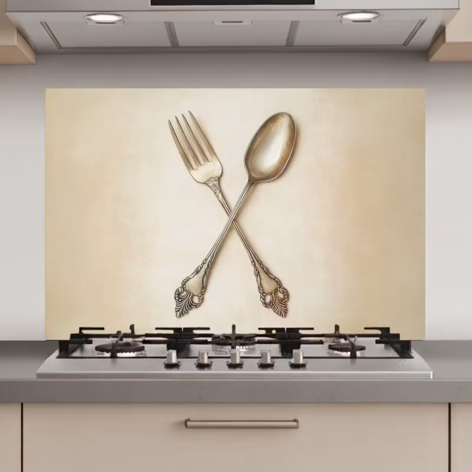 Spatscherm keuken - Beige - Vintage - Bestek — 1