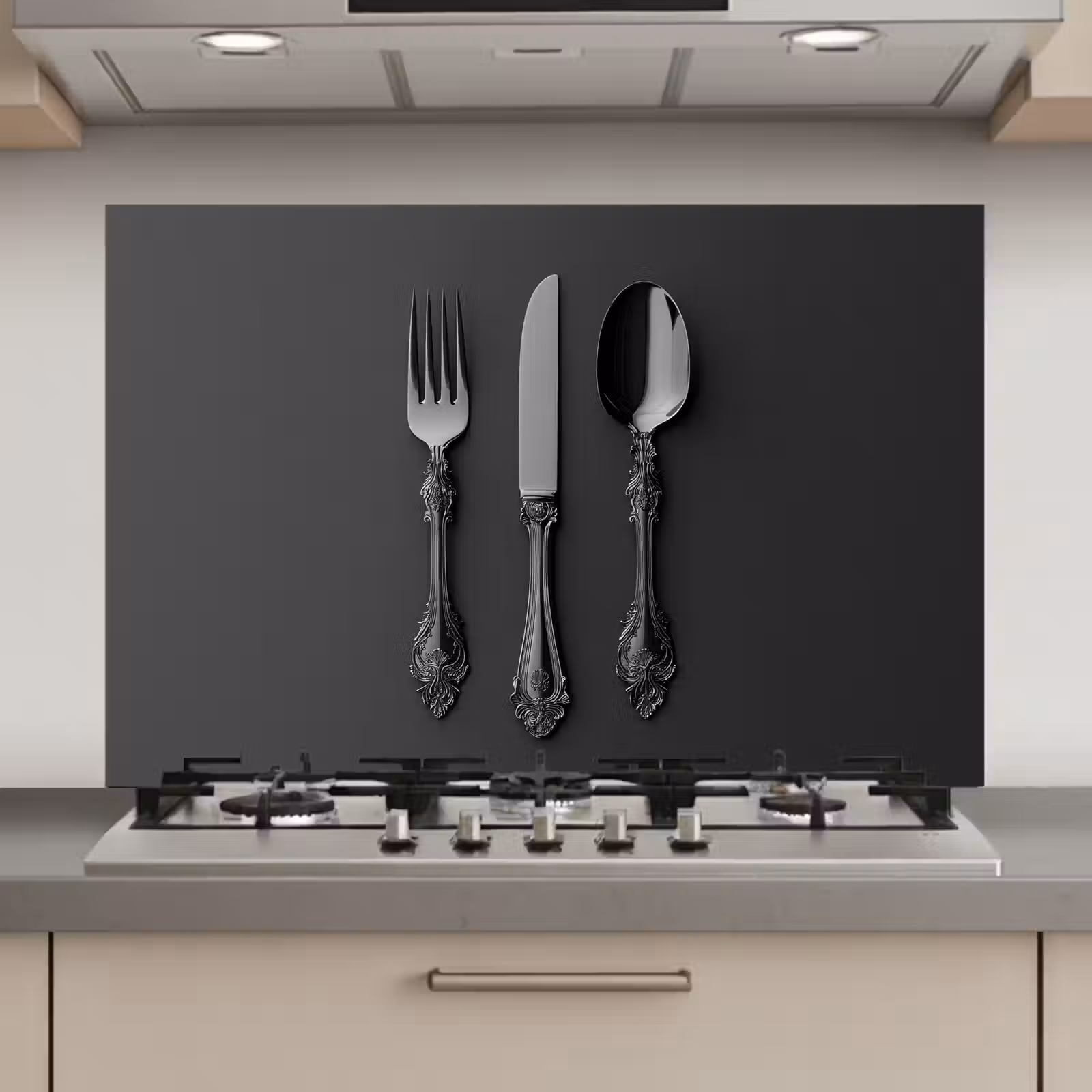 Spatscherm keuken - Bestek - Zwart — 1