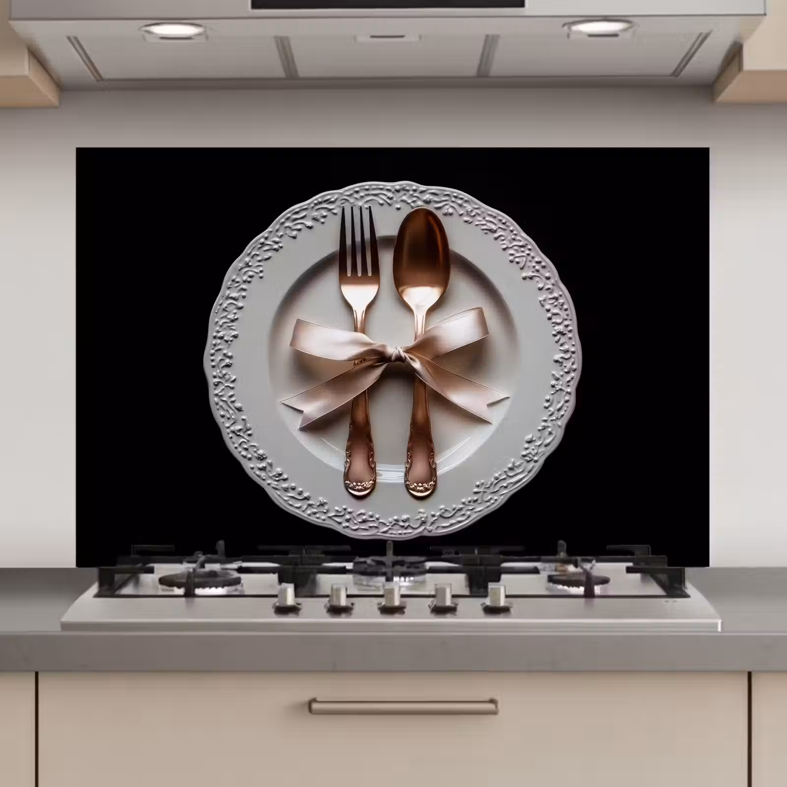 Spatscherm keuken - Rose - Strik - Bestek — 1