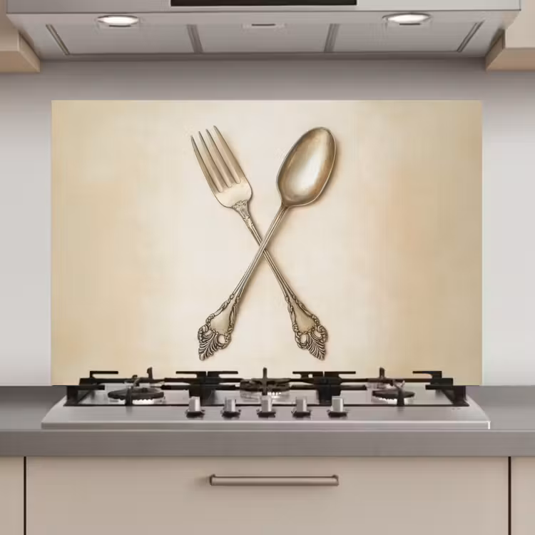 Spatscherm keuken - Beige - Vintage - Bestek — 1