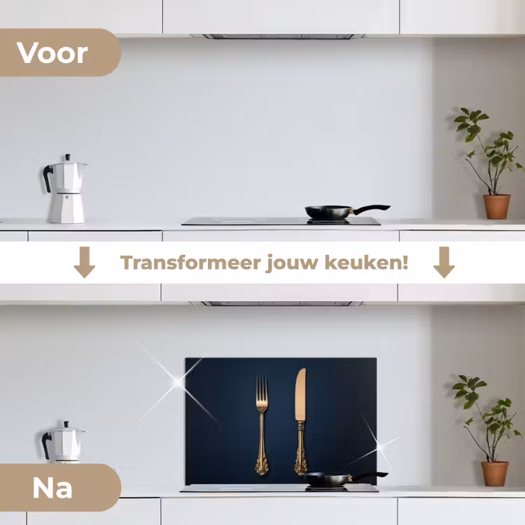 Spatscherm keuken - Bestek - Donkerblauw - Goud — 3