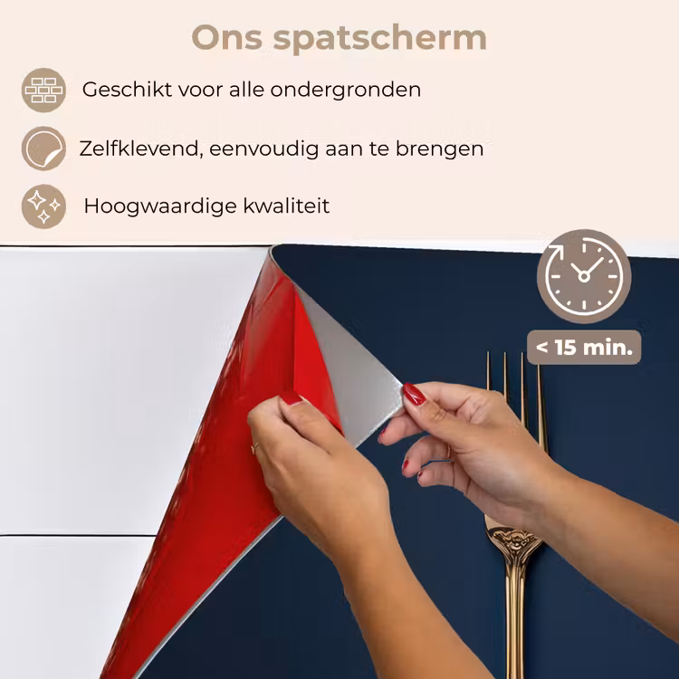 Spatscherm keuken - Bestek - Donkerblauw - Goud — 4