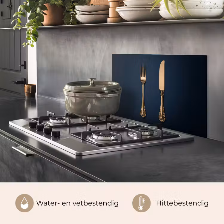Spatscherm keuken - Bestek - Donkerblauw - Goud — 7