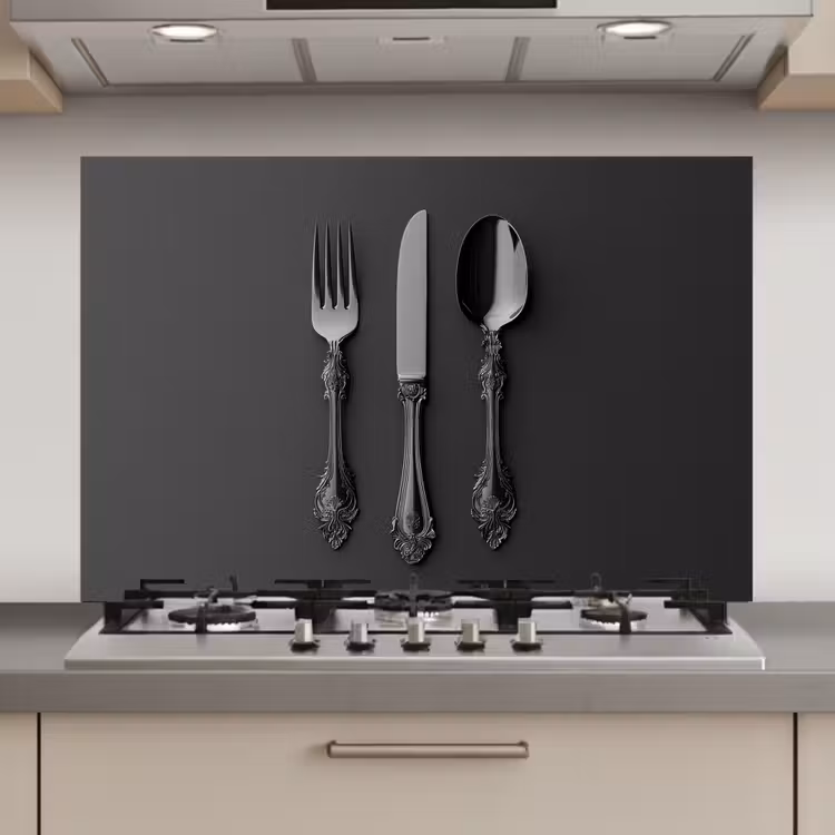 Spatscherm keuken - Bestek - Zwart — 1