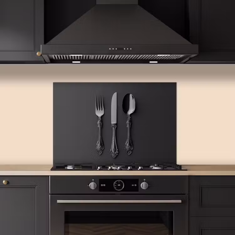 Spatscherm keuken - Bestek - Zwart — 2