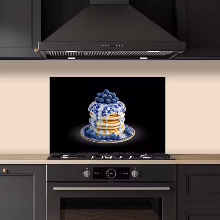 Spatscherm keuken - Pannenkoeken - Blauwe Bessen - Bord — 2