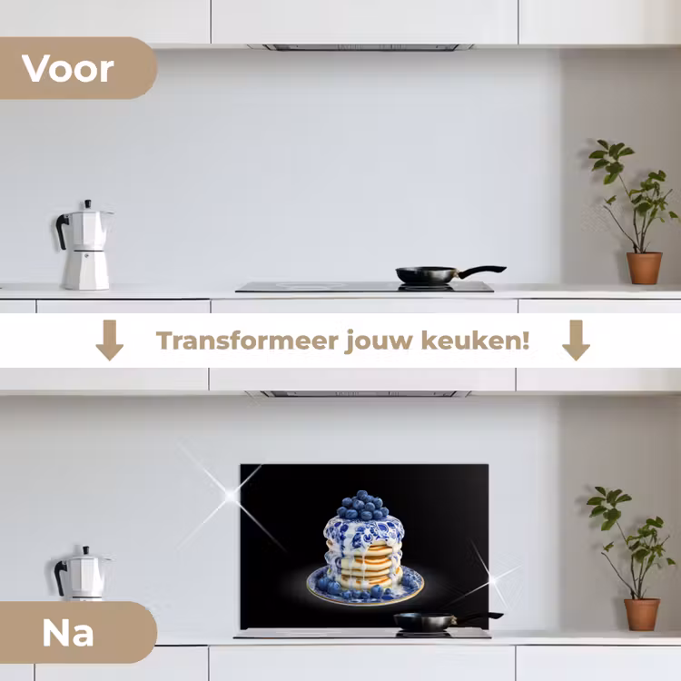 Spatscherm keuken - Pannenkoeken - Blauwe Bessen - Bord — 3