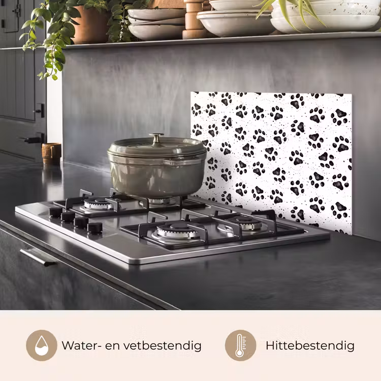 Spatscherm keuken - Paw - Pattern -Black — 6