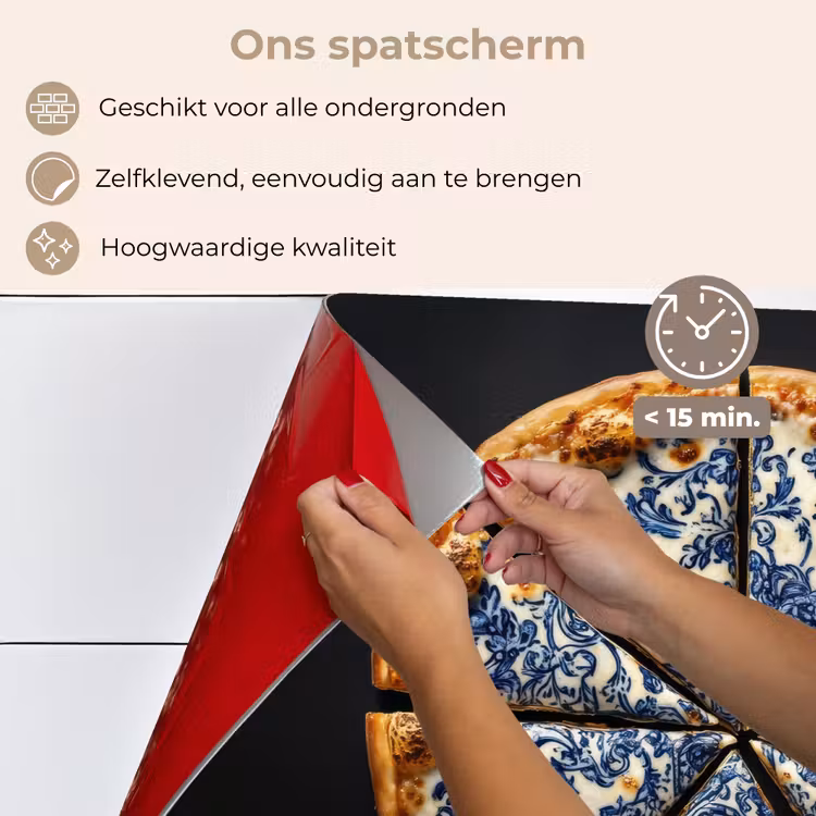 Spatscherm keuken - Pizza - Eten - Delftsblauw — 4