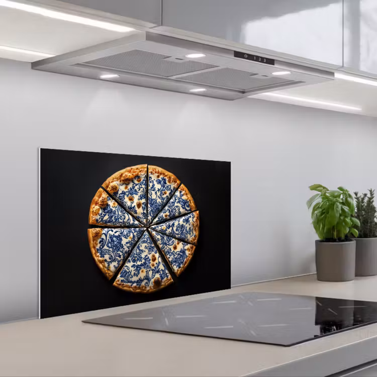 Spatscherm keuken - Pizza - Eten - Delftsblauw — 5