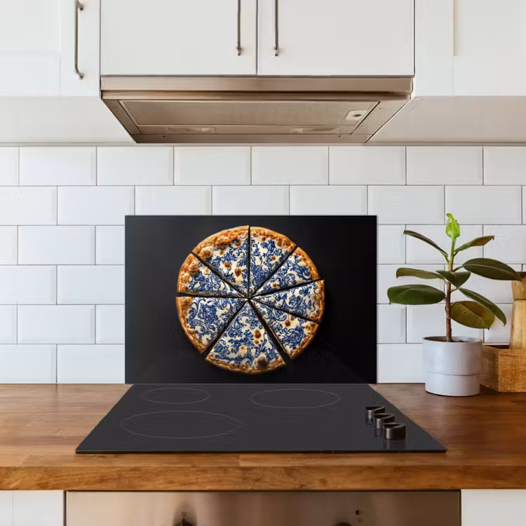 Spatscherm keuken - Pizza - Eten - Delftsblauw — 6