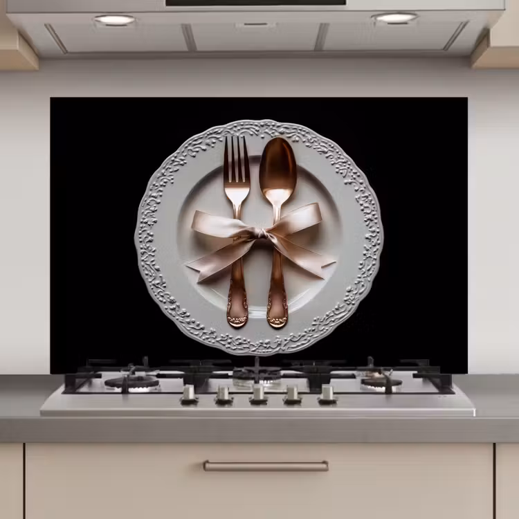 Spatscherm keuken - Rose - Strik - Bestek — 1