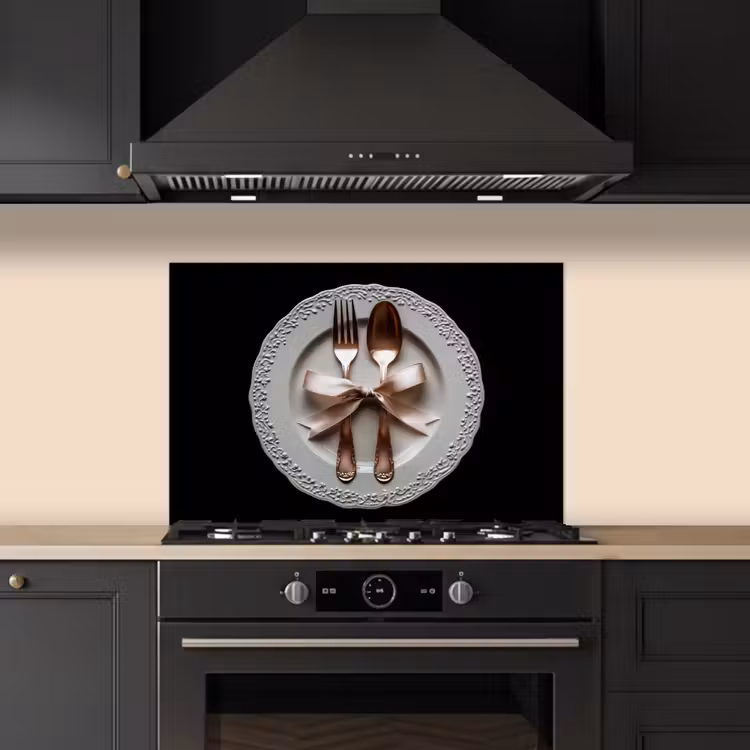 Spatscherm keuken - Rose - Strik - Bestek — 2