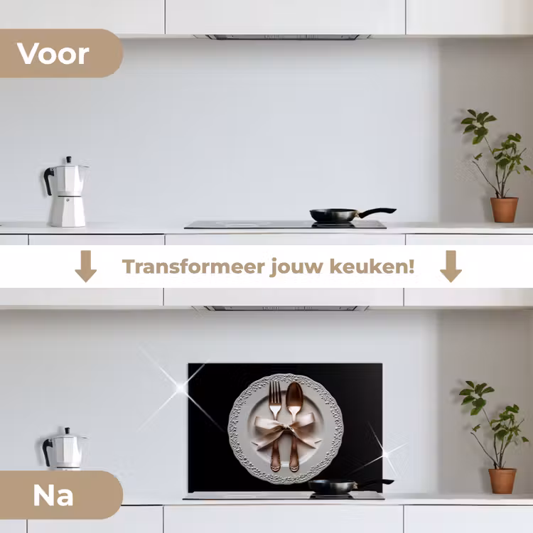 Spatscherm keuken - Rose - Strik - Bestek — 3
