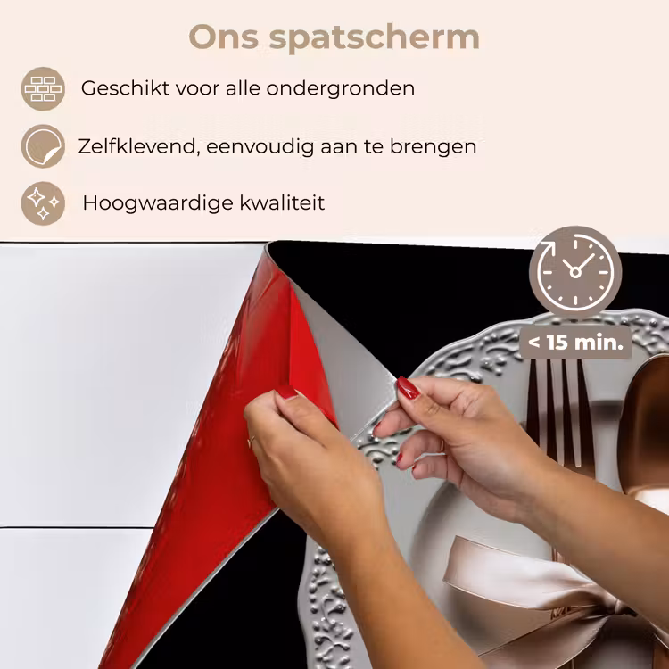 Spatscherm keuken - Rose - Strik - Bestek — 4