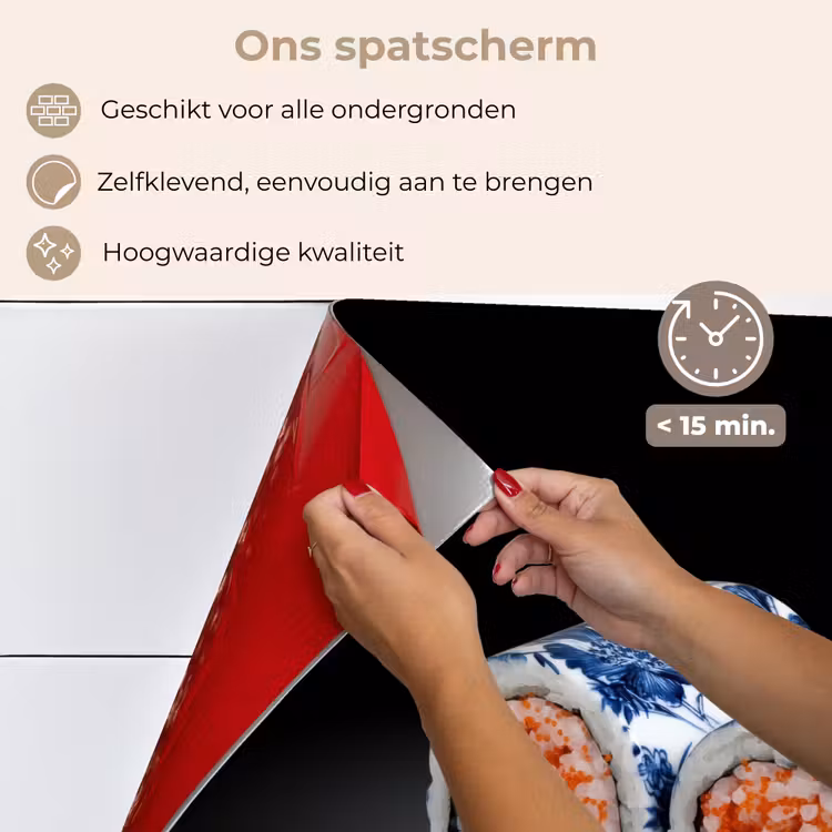 Spatscherm keuken - Sushi - Delfts blauw - Rijst - Vis - Elegant — 4