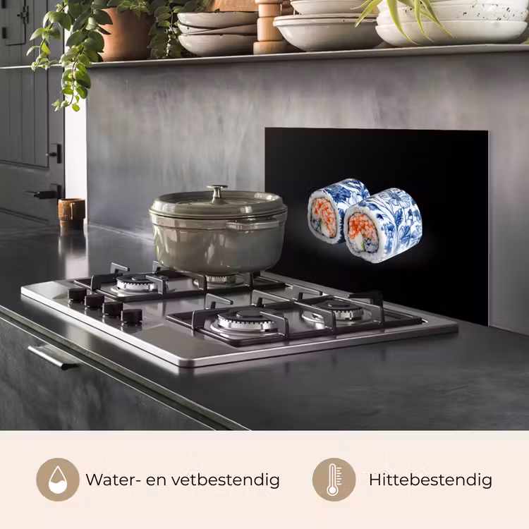 Spatscherm keuken - Sushi - Delfts blauw - Rijst - Vis - Elegant — 7