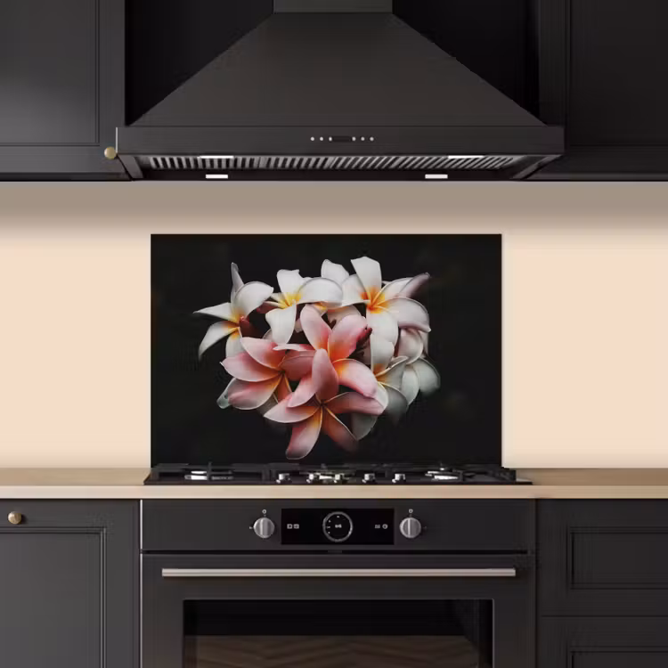 Spatscherm keuken - Bloemen - Roze - Zwart - Flora - Botanisch — 2