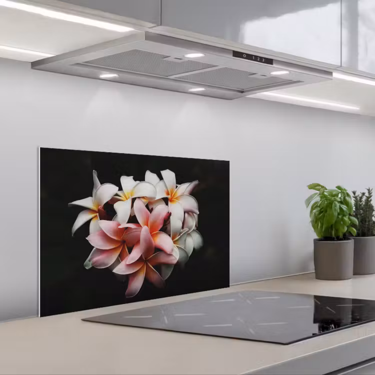 Spatscherm keuken - Bloemen - Roze - Zwart - Flora - Botanisch — 5