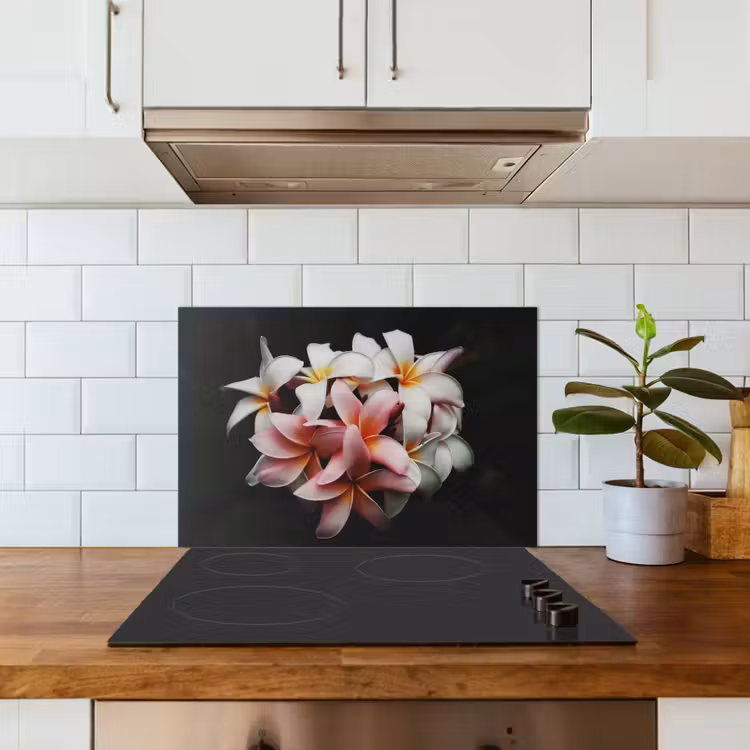 Spatscherm keuken - Bloemen - Roze - Zwart - Flora - Botanisch — 6