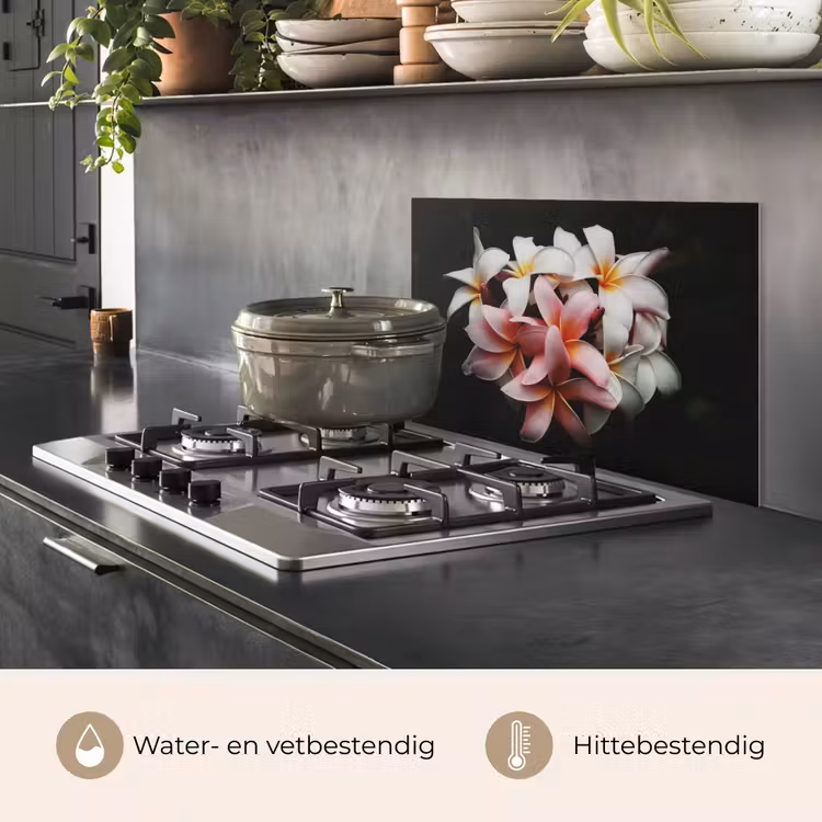 Spatscherm keuken - Bloemen - Roze - Zwart - Flora - Botanisch — 7