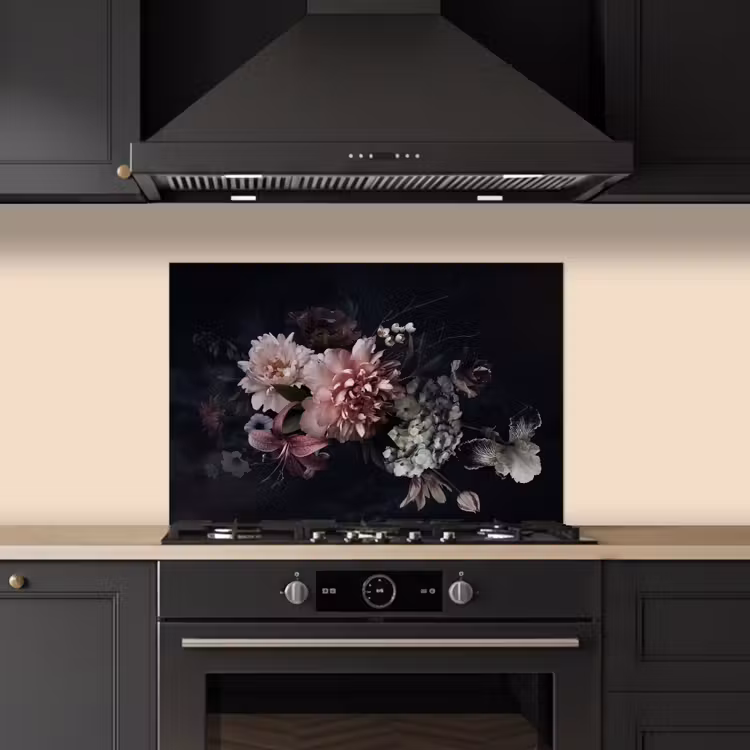 Spatscherm keuken - Nachtelijk Bloemenarrangement — 2