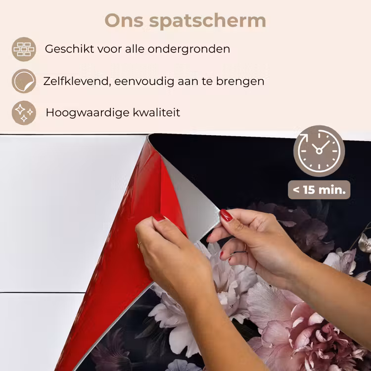 Spatscherm keuken - Nachtelijk Bloemenarrangement — 4